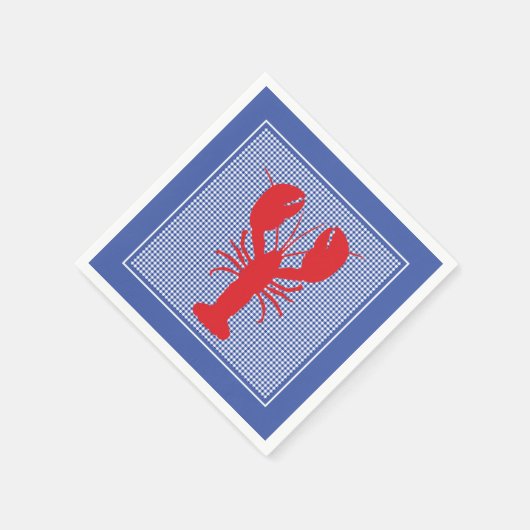 Preppy Blue White Gingham Red Lobster Bake Picnic Serviette (Ecke)