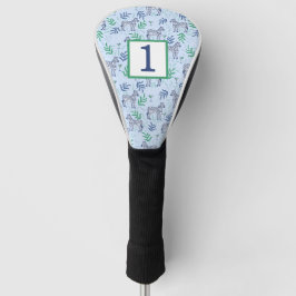 Preppy Blue Zebra Martini Custom Number Golf Headcover