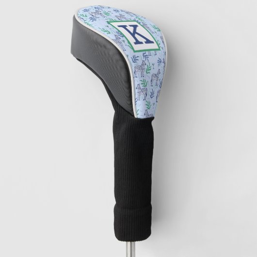 Preppy Blue Zebra Martini Monogram Golf Headcover (angewinkelt)