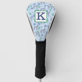 Preppy Blue Zebra Martini Monogram Golf Headcover