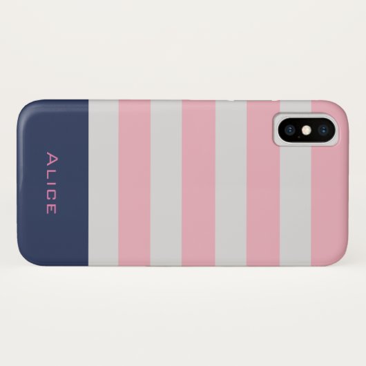 Preppy Blush Monogram iPhone Case (Rückseite (Horizontal))