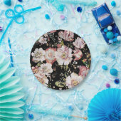 Preppy bohemian Country chic schwarz floral Pappteller (Party)