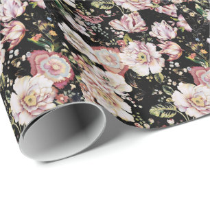 Preppy-bohemian Landhaus-Mädchen-chic schwarze Blu Geschenkpapier