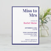 Preppy Bold Blue & Pink Stripes Brautparty Einladung (Stehend Vorderseite)