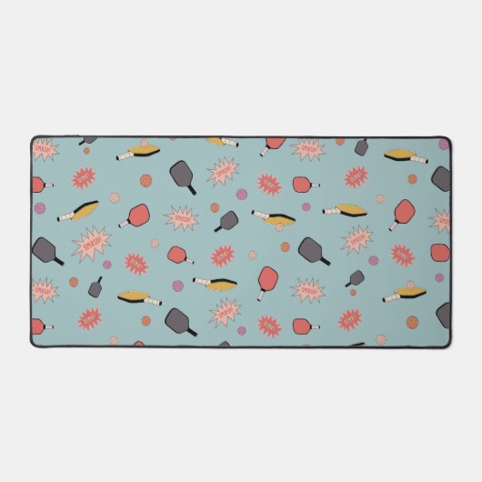 Preppy Bold Pickleball! Farbenfrohe Muster in Blau Schreibtischunterlage (Vorderseite)