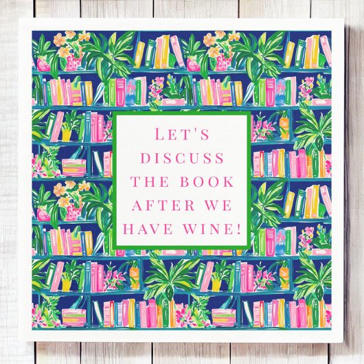 Preppy Book Club Funny Wine Marine Serviette