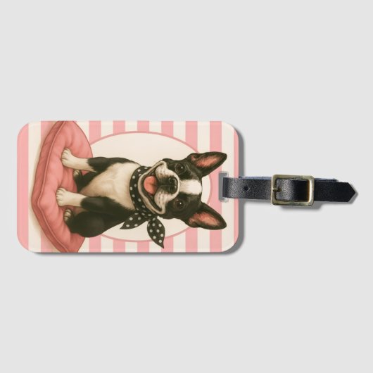 Preppy Boston Terrier Gepäckanhänger (Vorderseite (Horizontal))