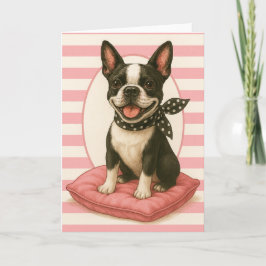 Preppy Boston Terrier Karte