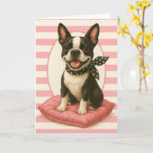 Preppy Boston Terrier Karte (Gelbe Blume)