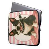 Preppy Boston Terrier Laptopschutzhülle (Vorderseite Links)
