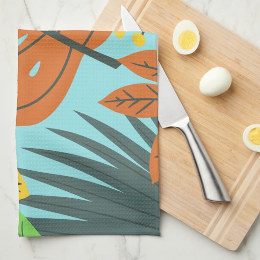 Preppy botanic muster blau orange hübsche Farben Geschirrtuch (Viertel Falte)