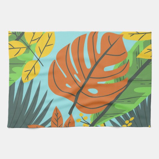 Preppy botanic muster blau orange hübsche Farben Geschirrtuch (Horizontal)