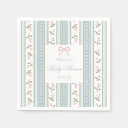 Preppy Bow Baby Dusche Napkins | Floral Serviette (Vorderseite)