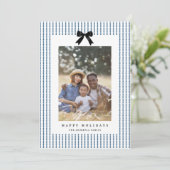 Preppy Bow Foto Feiertagskarte (Stehend Vorderseite)