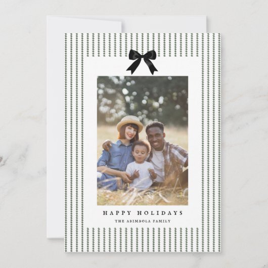 Preppy Bow Foto Feiertagskarte (Vorderseite)