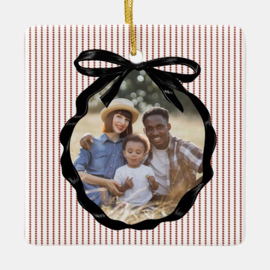 Preppy Bow Frame Crimson-Foto Keramikornament (Vorderseite)