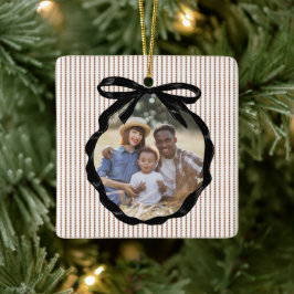 Preppy Bow Frame Gingerbrot Foto Keramikornament
