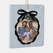 Preppy Bow Frame Indigo Foto Keramikornament (Rechts)