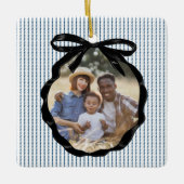 Preppy Bow Frame Indigo Foto Keramikornament (Vorderseite)