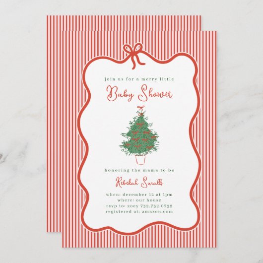 Preppy Bow Merry Little Baby Shower Invite Einladung (Vorne/Hinten)