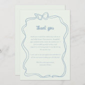 Preppy Bow Minze Green Blue Brautparty Dankeskarte (Vorne/Hinten)