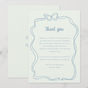 Preppy Bow Minze Green Blue Brautparty Dankeskarte