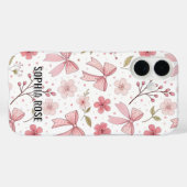 Preppy Bow Muster Personalisiert Name iPhone Case (Rückseite (Horizontal))