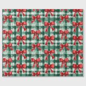 Preppy Bow Plaid Christmas Geschenkpapier (Flach)