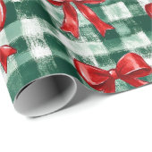 Preppy Bow Plaid Christmas Geschenkpapier (Rolleneckpunkt)