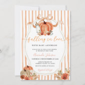 Preppy Bow Pumpkin Falling in Liebe Baby Dusche Einladung (Vorderseite)