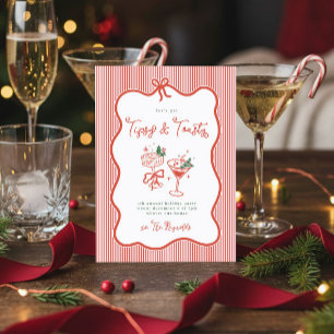 Preppy-Bow Tipsy & Toasty Weihnachtsfeier-Einladun Einladung