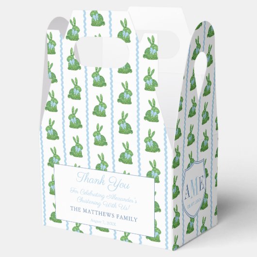 Preppy Boxwood Bunny RicRac Boy Christening Party Geschenkschachtel (Geöffnet)