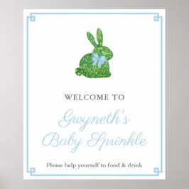 Preppy Boxwood Rabbit Boy Baby Sprinkle Empfang Poster