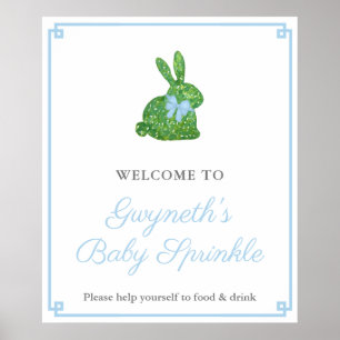 Preppy Boxwood Rabbit Boy Baby Sprinkle Empfang Poster