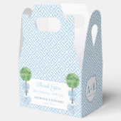 Preppy Boxwood Topiary Monogram Blue Green Wedding Geschenkschachtel (Geöffnet)