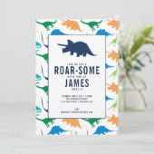 Preppy Boy Dinosaur Geburtstagsparty Einladung (Stehend Vorderseite)