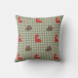 Preppy Boys Dinosaur Gingham Brown Red Army Green Kissen