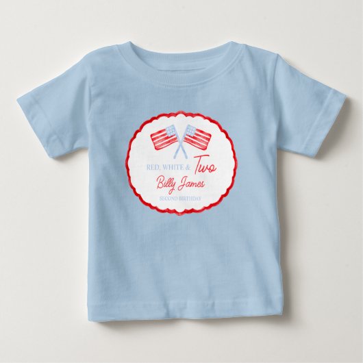 Preppy Boys Red White & Two Patriotic Birthday Baby T-shirt (Vorderseite)