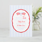 Preppy Boys Red White & Two Patriotic Birthday Einladung (Stehend Vorderseite)