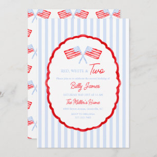 Preppy Boys Red White & Two Patriotic Birthday Einladung
