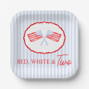 Preppy Boys Red White & Two Patriotic Birthday Pappteller