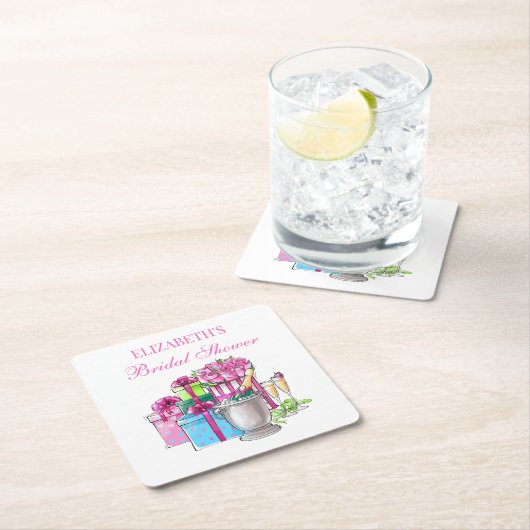 Preppy Brautparty gibt Champagner-Rose Rechteckiger Pappuntersetzer (Vor Ort)