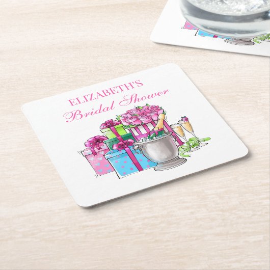 Preppy Brautparty gibt Champagner-Rose Rechteckiger Pappuntersetzer (angewinkelt)