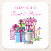 Preppy Brautparty gibt Champagner-Rose Rechteckiger Pappuntersetzer (Vorderseite)