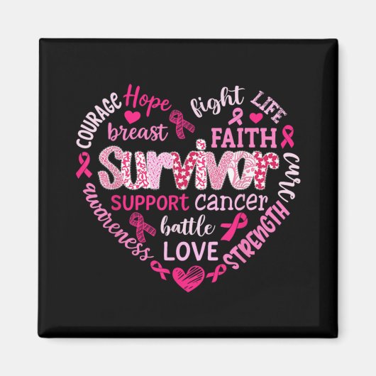 Preppy Breast Cancer Fight Suprt Hope Strength P Magnet (Vorne)