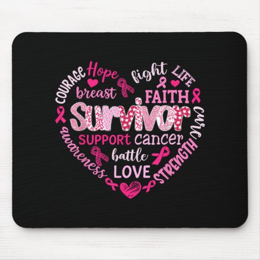 Preppy Breast Cancer Fight Suprt Hope Strength P  Mousepad (Vorne)