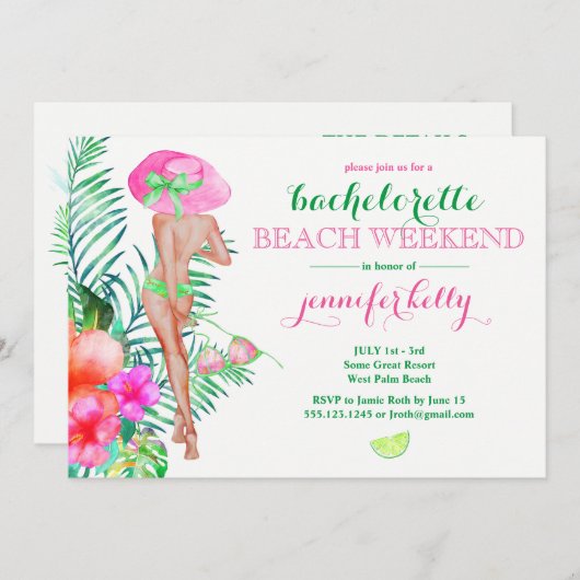 Preppy Bride Junggeselinnen-Abschied Weekend Einladung (Vorne/Hinten)