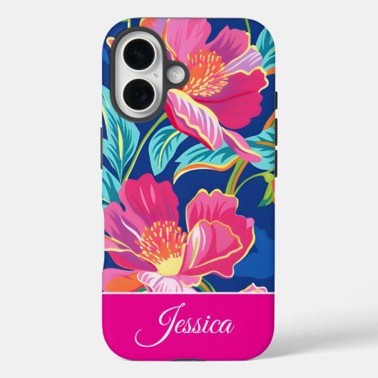 Preppy Bright Floral Personalized Phone Case (Rückseite)