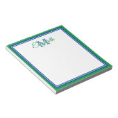Preppy Bright Kelly Green und Deep Blue Monogram Notizblock (angewinkelt)