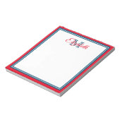 Preppy Bright Red and Marine Blue Monogram Notizblock (Rotiert)